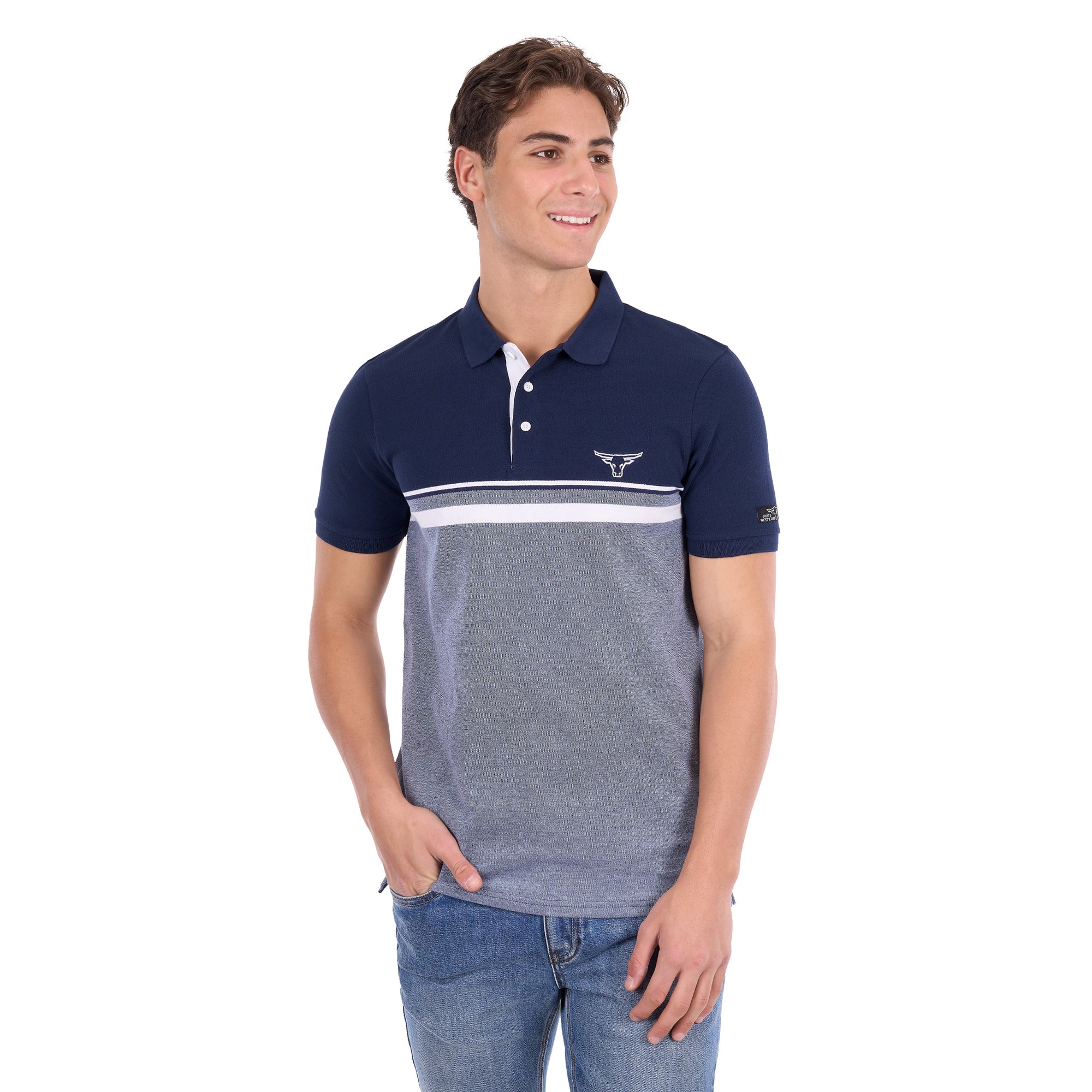 Pure Western Mens Dean S/S Polo (P6S1505323) Navy/White