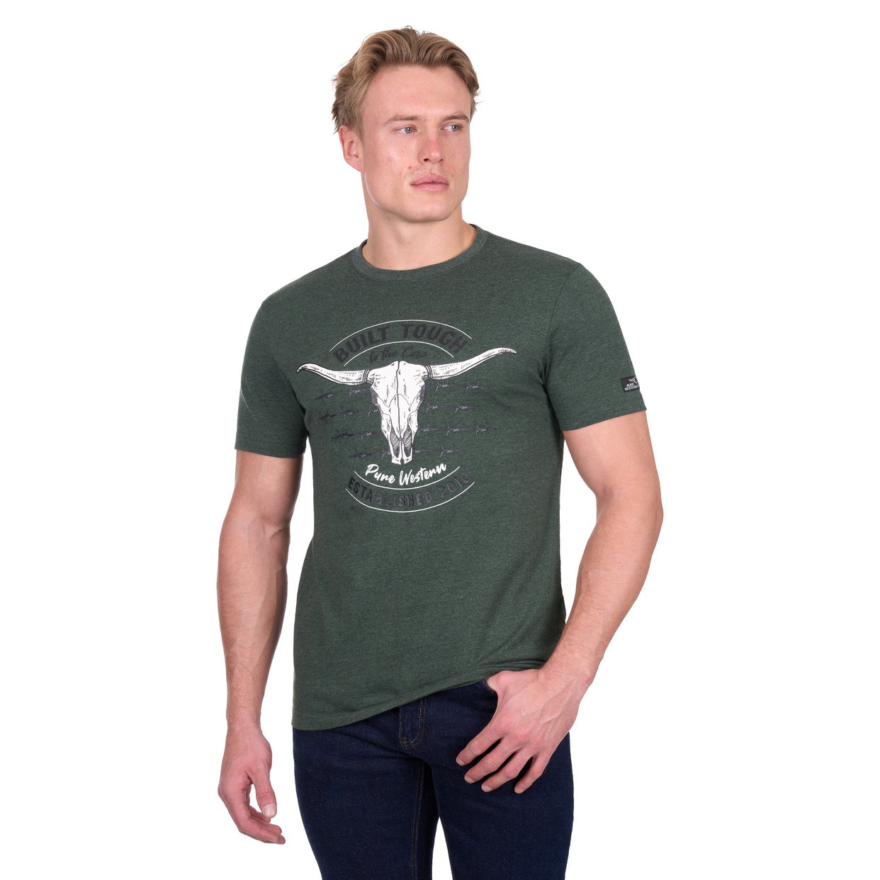 Pure Western Mens Frank S/S Tee (P6W1503174) Green Marle