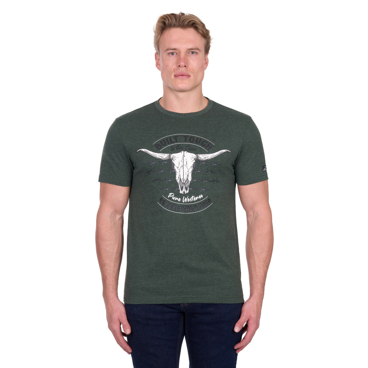 Pure Western Mens Frank S/S Tee (P6W1503174) Green Marle