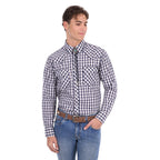 Pure Western Mens George L/S Shirt (P6S1100304) Navy/Tan