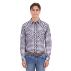 Pure Western Mens George L/S Shirt (P6S1100304) Navy/Tan