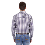 Pure Western Mens George L/S Shirt (P6S1100304) Navy/Tan