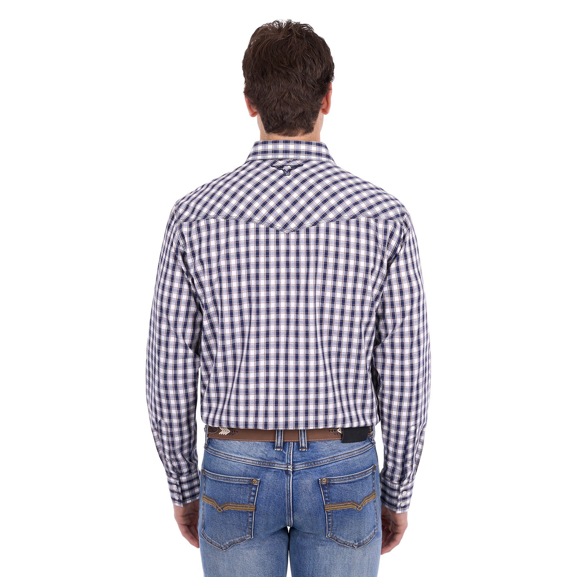 Pure Western Mens George L/S Shirt (P6S1100304) Navy/Tan