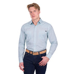 Pure Western Mens Gerald L/S Shirt (P6W1100165) Green/Navy