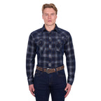 Pure Western Mens Harley L/S Shirt (P6W1100166) Navy/Tan