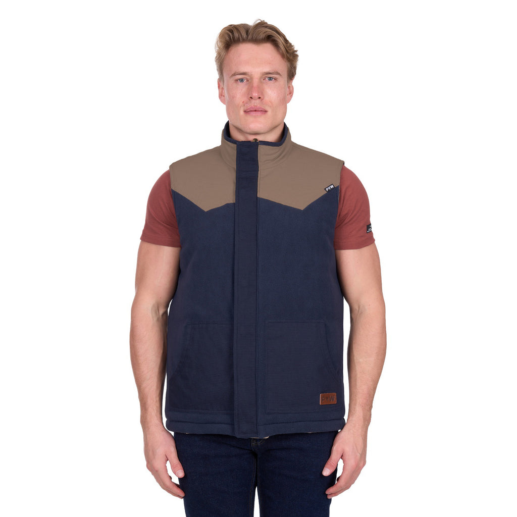 Pure Western Mens Jamie Reversible Vest (P6W1603181) Stone/Navy
