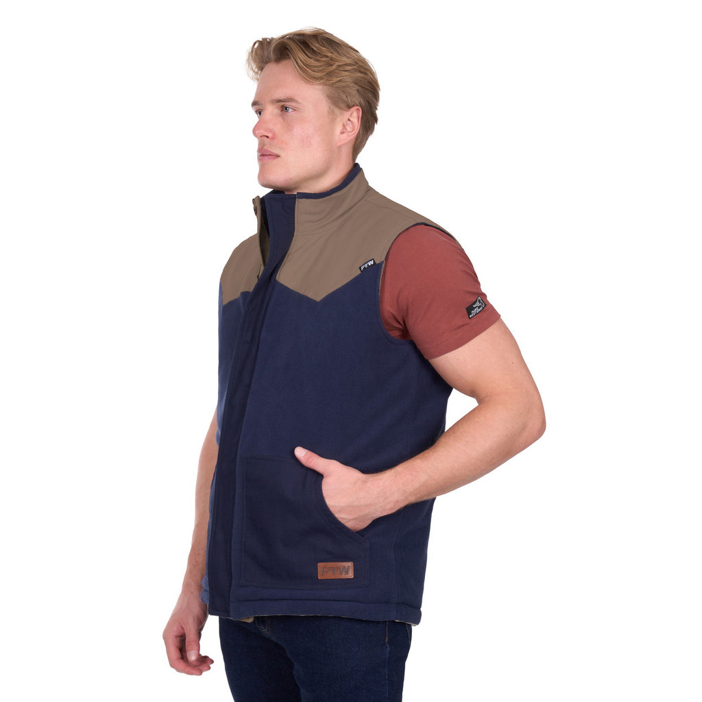 Pure Western Mens Jamie Reversible Vest (P6W1603181) Stone/Navy