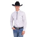 Pure Western Mens Keith L/S Shirt (P6S1100303) Navy/Tan