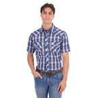 Pure Western Mens Larry S/S Shirt (P6S1102305) Navy/Blue