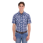 Pure Western Mens Larry S/S Shirt (P6S1102305) Navy/Blue