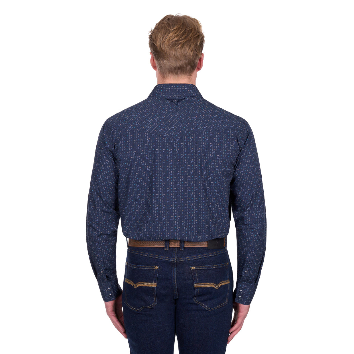 Pure Western Mens Marc L/S Shirt (P6W1100161) Navy/Multi