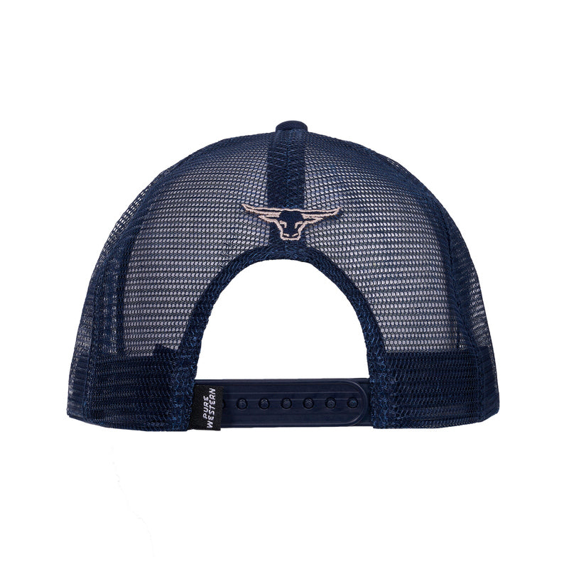 Pure Western Mens Oscar High Profile Trucker Cap (P6W1902CAP) Navy/Tan OSFM