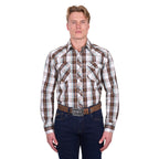 Pure Western Mens Roger L/S Shirt (P6W1100162) Dark Tan/White