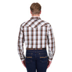 Pure Western Mens Roger L/S Shirt (P6W1100162) Dark Tan/White