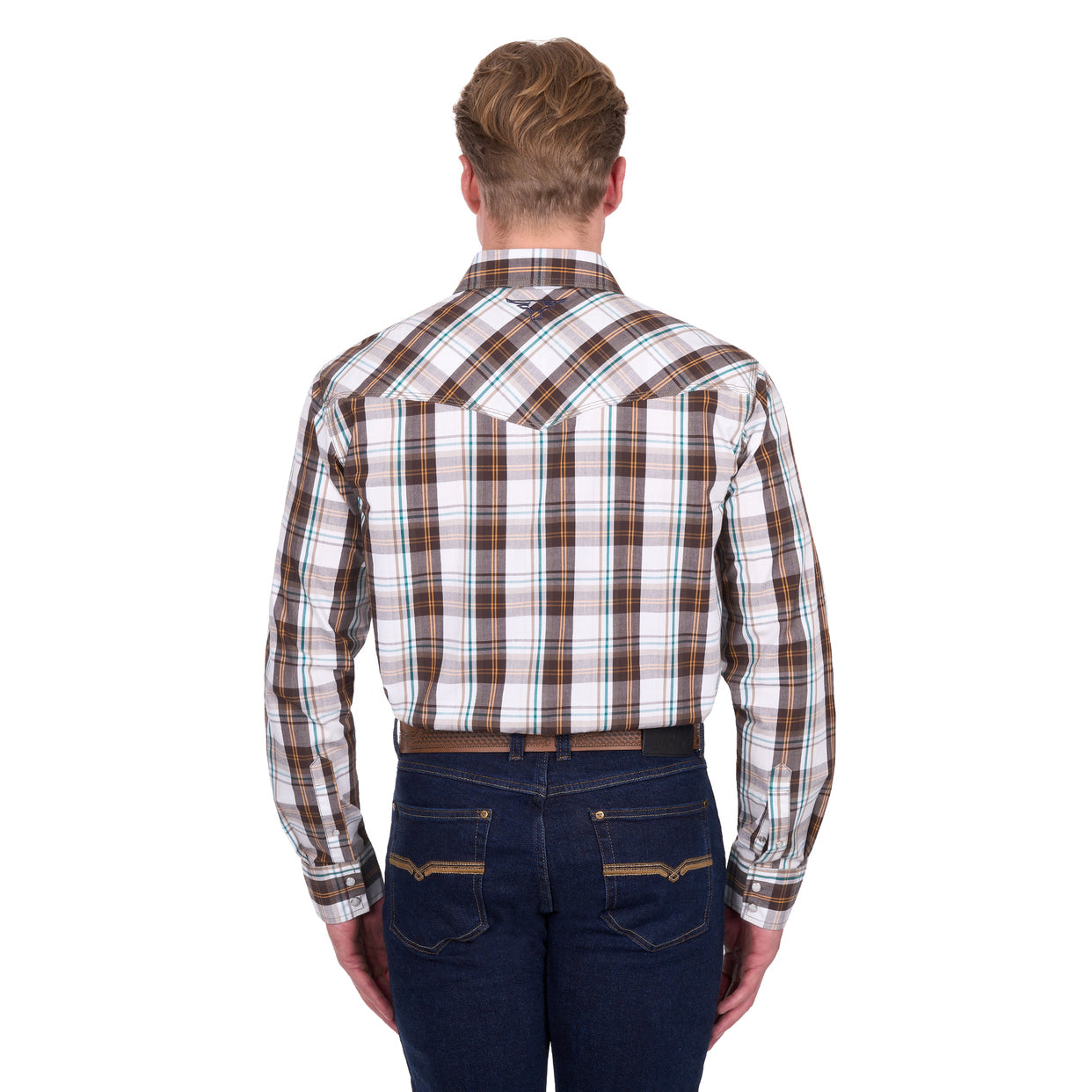 Pure Western Mens Roger L/S Shirt (P6W1100162) Dark Tan/White