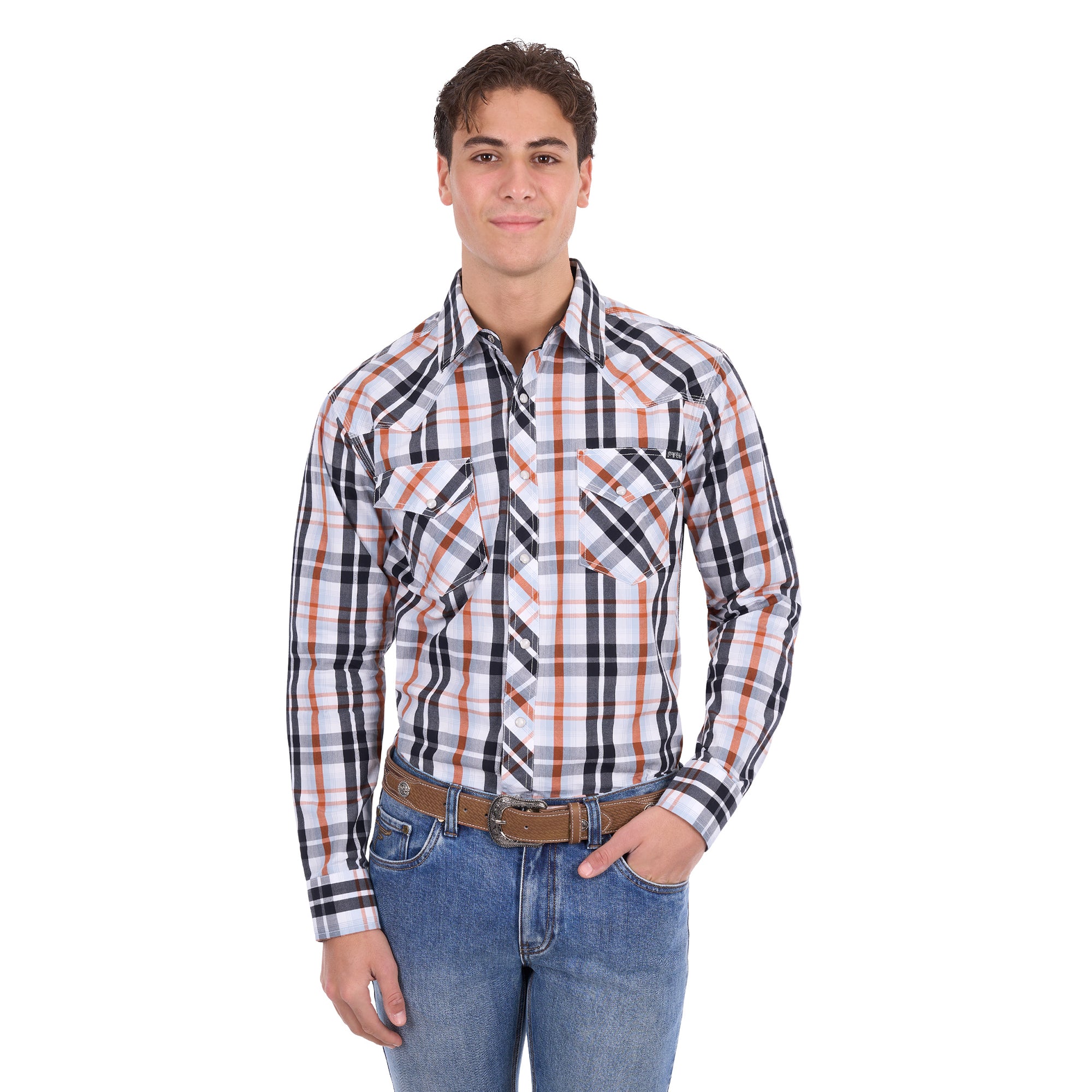Pure Western Mens Terry L/S Shirt (P6S1100302) Black/Rust