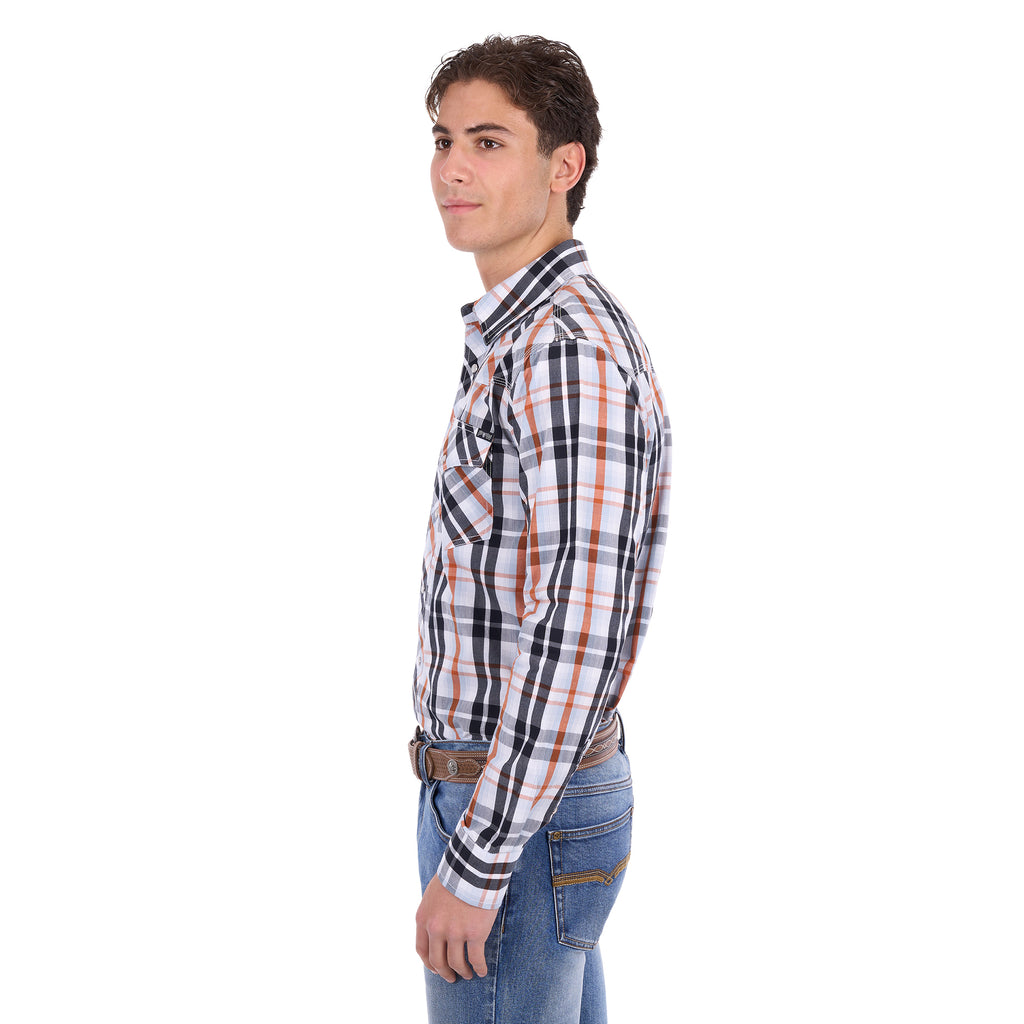 Pure Western Mens Terry L/S Shirt (P6S1100302) Black/Rust