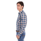 Pure Western Mens Todd L/S Shirt (P6S1100301) Navy/Tan