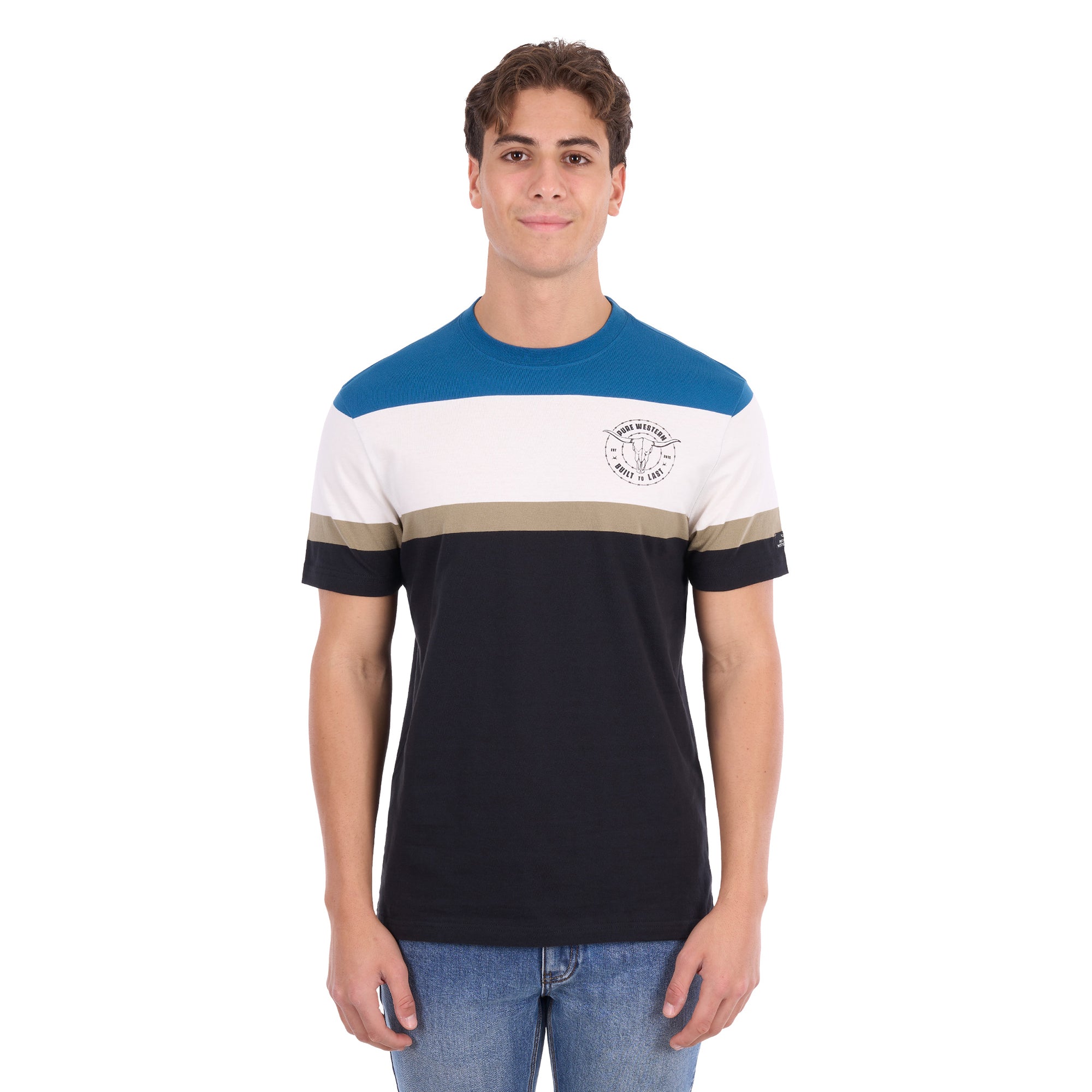 Pure Western Mens Troy S/S Tee (P6S1503318) Black/Denim