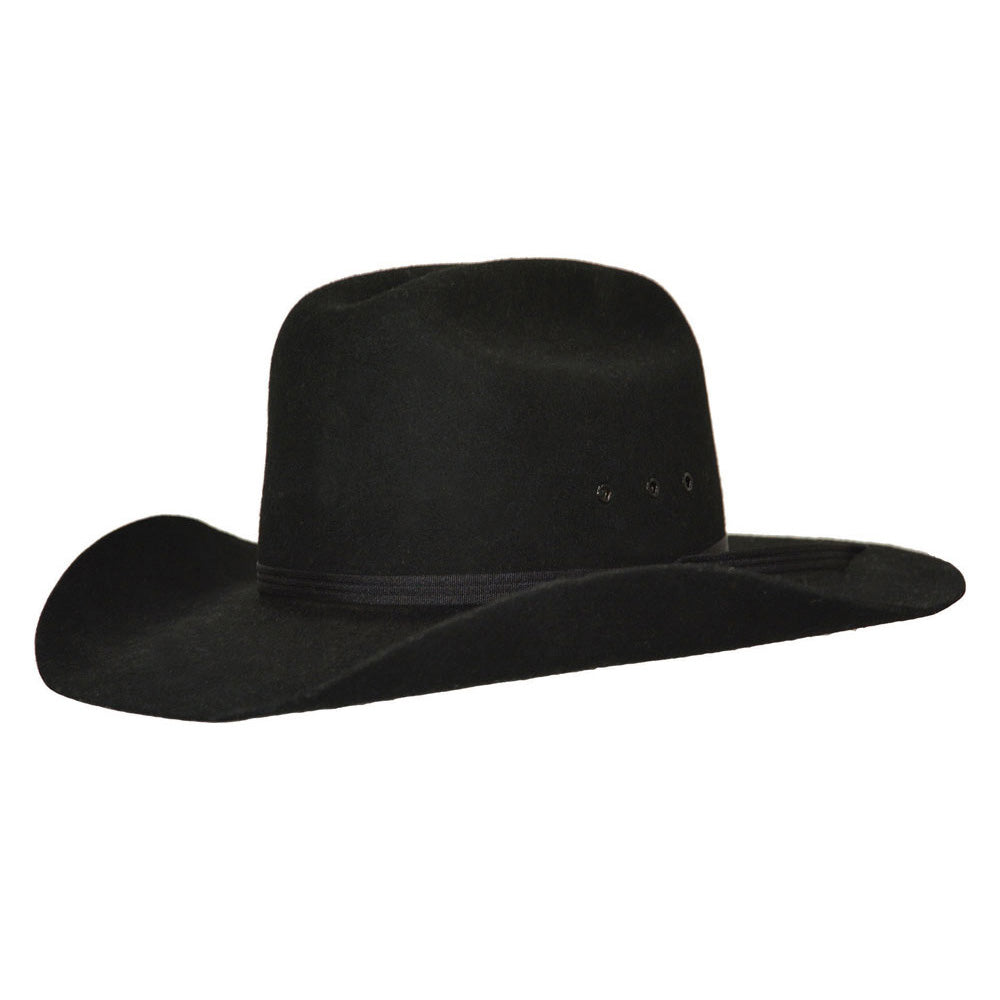 A black Pure Western Tornado Wool Felt Western Hat (PCP2004002) 3-4 front view on a white background.