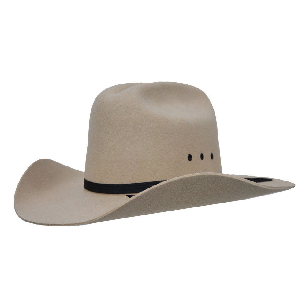 A light cream Pure Western Tornado Wool Felt Western Hat (PCP2004002) 3-4 front view on a white background.