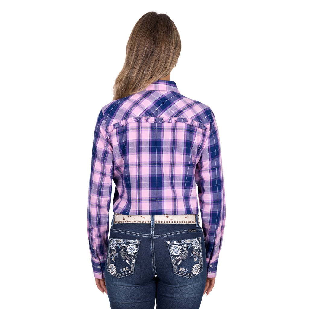 Pure Western Womens Arleen L/S Shirt (P6W2127199) Pink/Navy