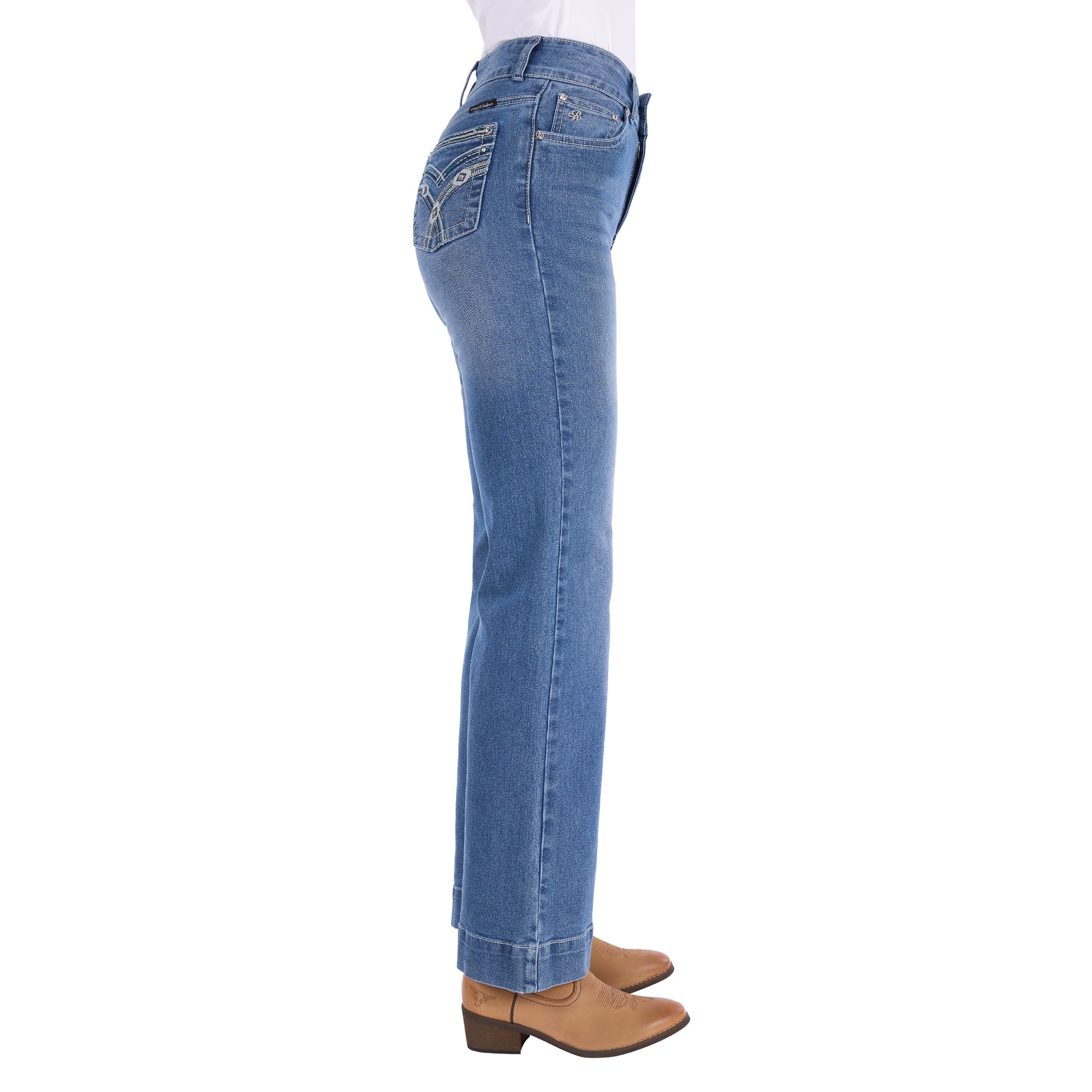 Pure Western Womens Banks Trouser Jeans 30 Leg (PCP2215333) Retro Blue