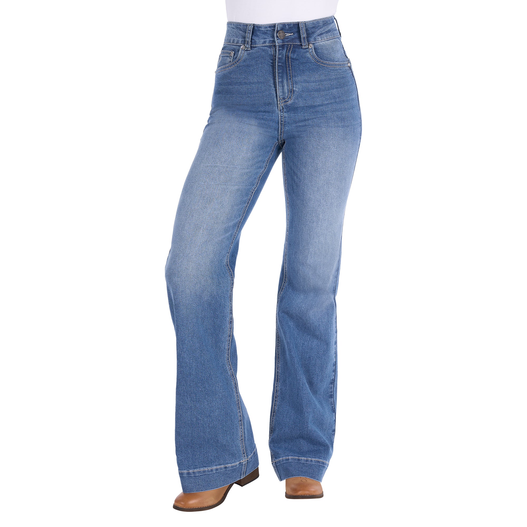 Pure Western Womens Banks Trouser Jeans 34 Leg (PCP2215334) Retro Blue