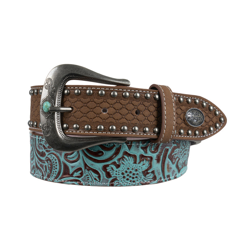Pure Western Womens Brielle Belt (P6W2932BLT) Tan/Turquoise