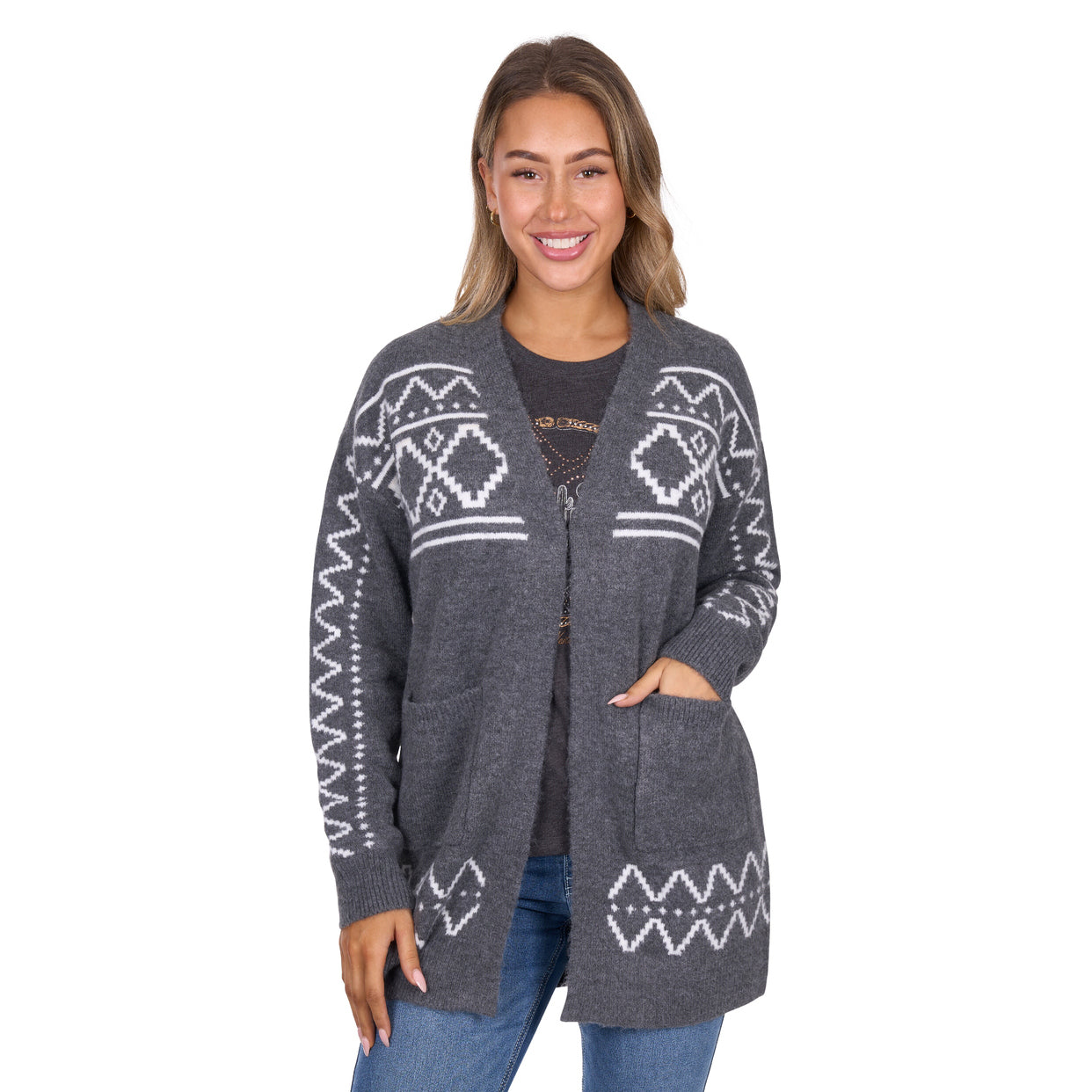 Pure Western Womens Cora Cardigan (P6W2596230) Charcoal Marle