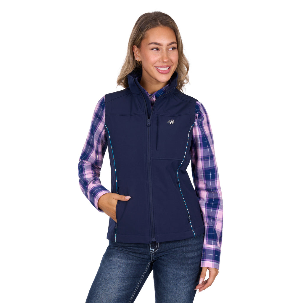 Pure Western Womens Corine Softshell Vest (P6W2603226) Navy