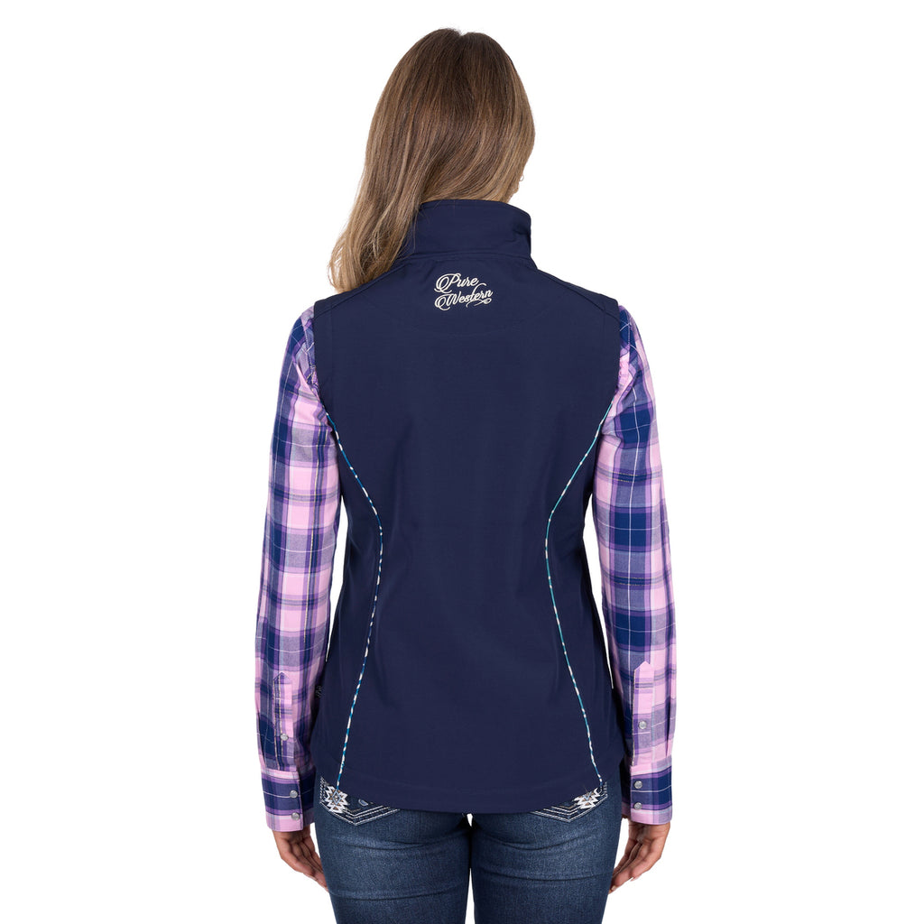 Pure Western Womens Corine Softshell Vest (P6W2603226) Navy