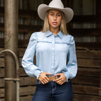 Pure Western Womens Daniela L/S Shirt (P6S2598204) Denim