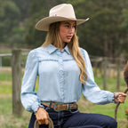 Pure Western Womens Daniela L/S Shirt (P6S2598204) Denim