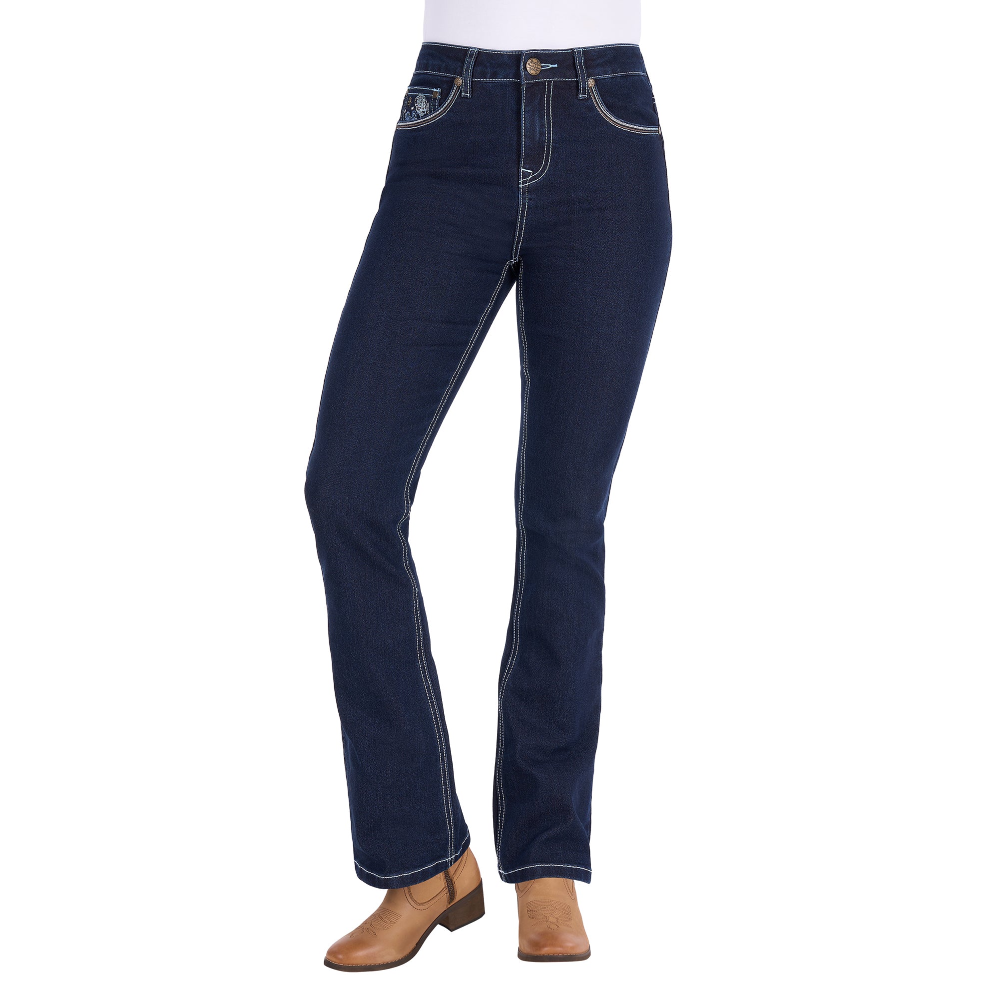 Pure Western Womens Daph Hi Rise Bootcut Jeans 30 Leg (PCP2213422) Dark Ink