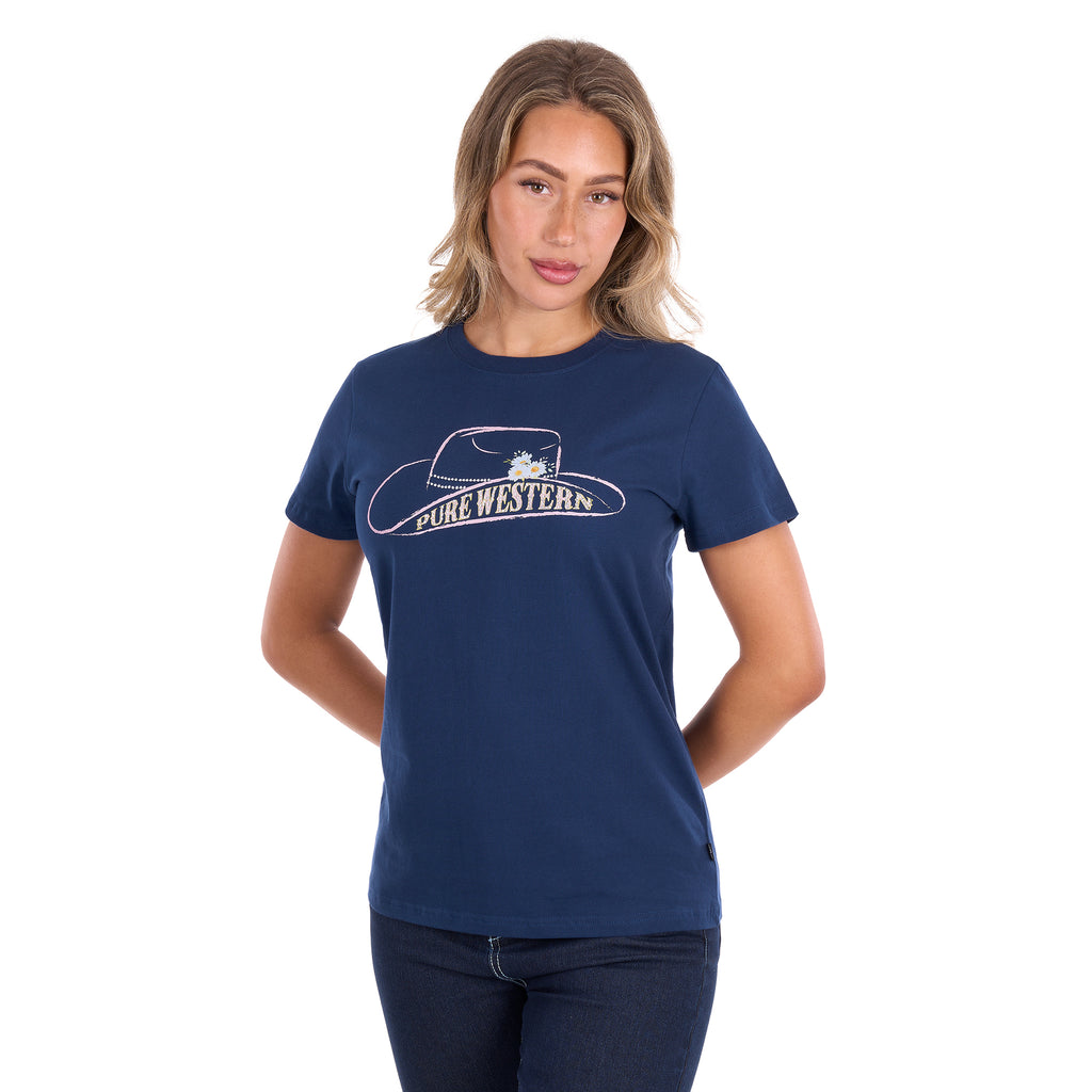 Pure Western Womens Holly S/S Tee (P6S2598277) Navy