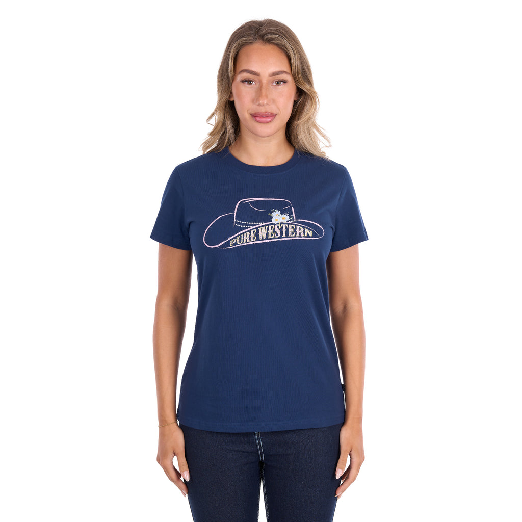 Pure Western Womens Holly S/S Tee (P6S2598277) Navy
