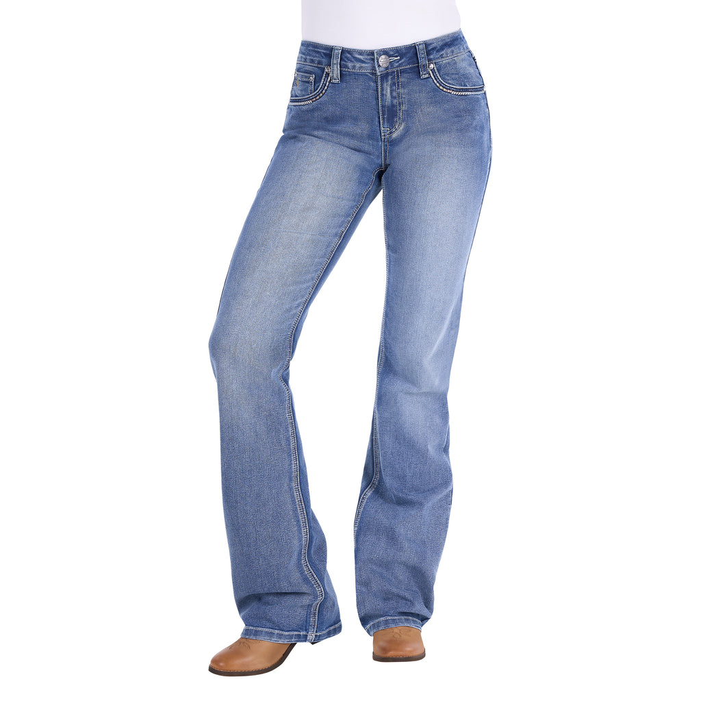 Pure Western Womens Julietta Relaxed Rider Jeans 36 Leg (P6S2210332) Summer Sky