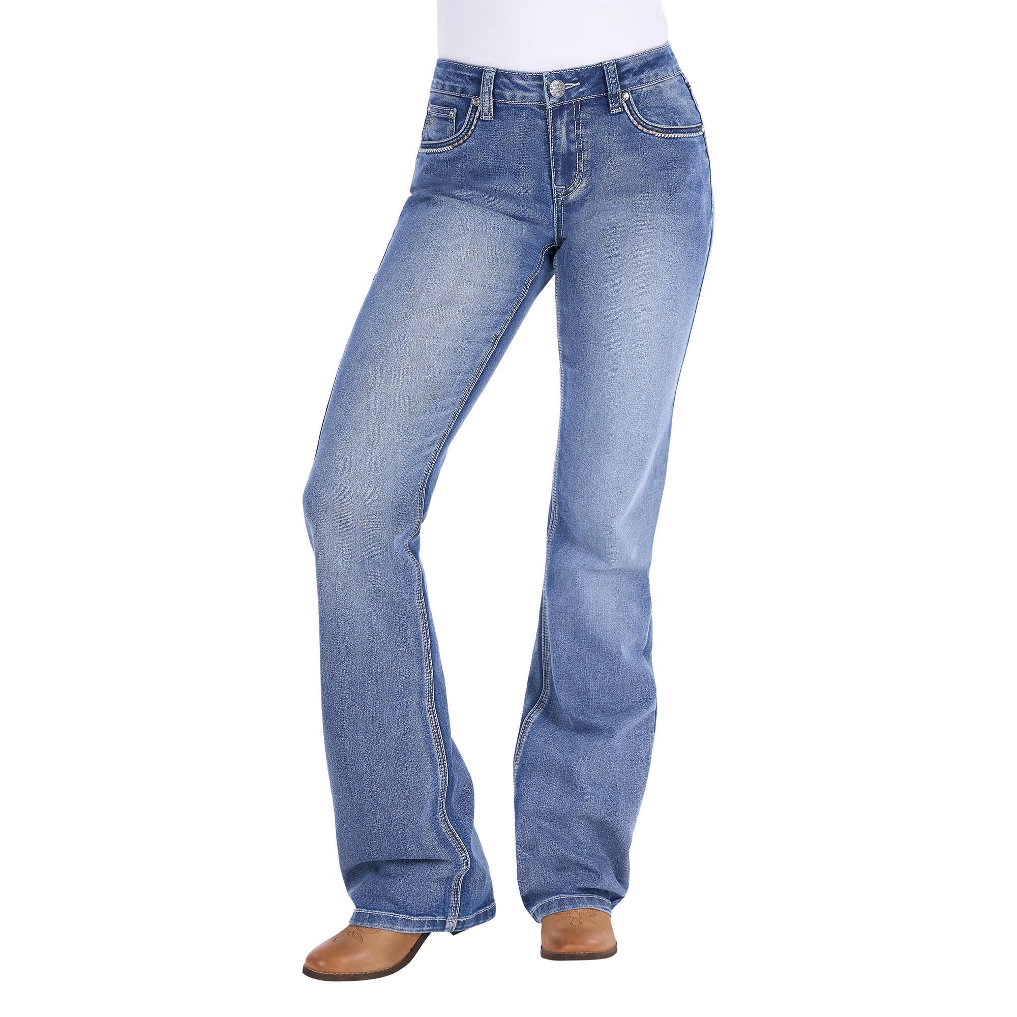 Pure Western Womens Julietta Relaxed Rider Jeans 36 Leg (P6S2210332) Summer Sky