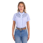 Pure Western Womens Kara S/S Shirt (P6S2146256) Blue/White