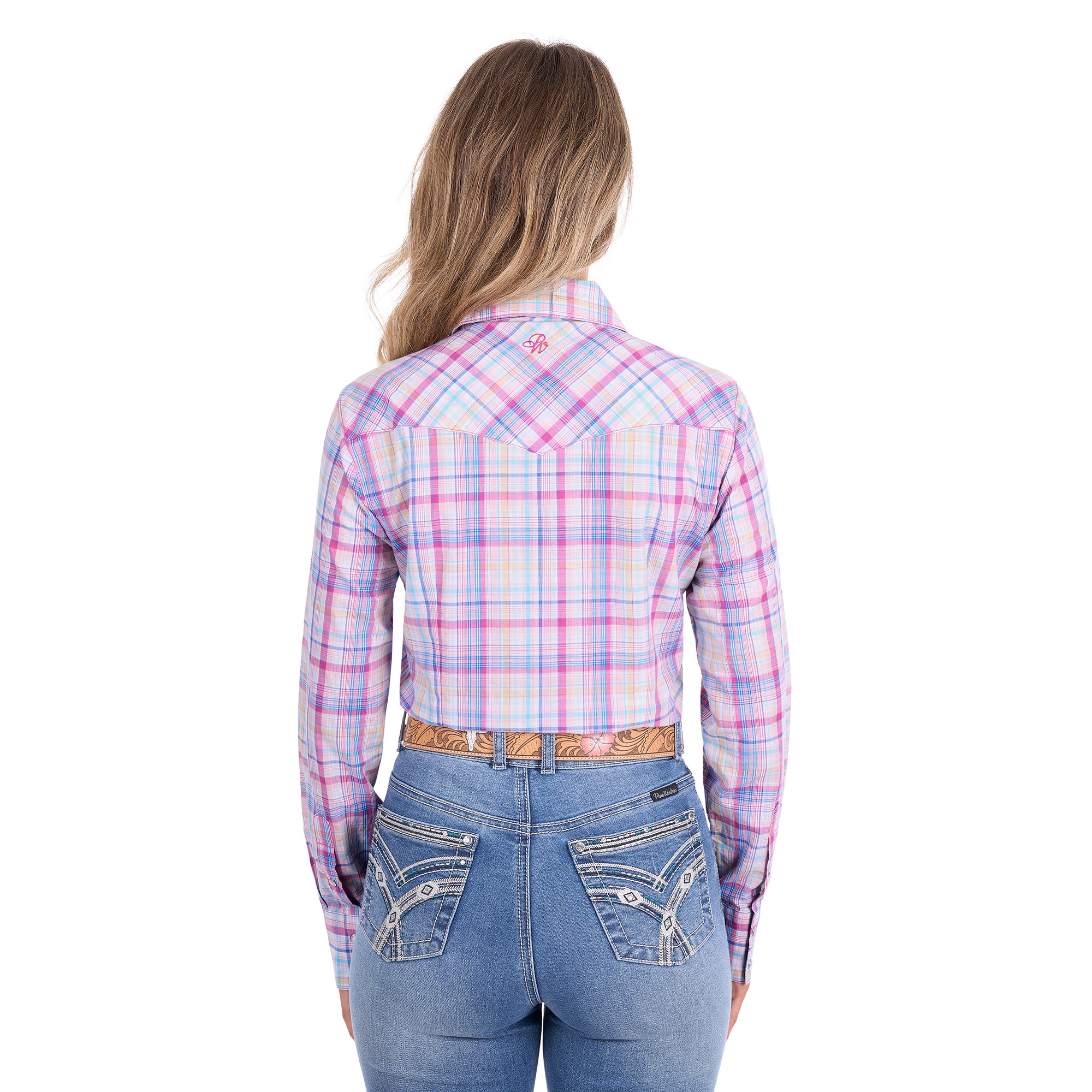 Pure Western Womens Kari L/S Shirt (P6S2126253) Pink/Blue