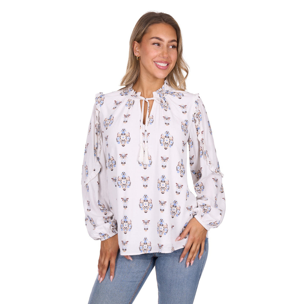 Pure Western Womens Keeley L/S Blouse (P6W2541192) Ivory