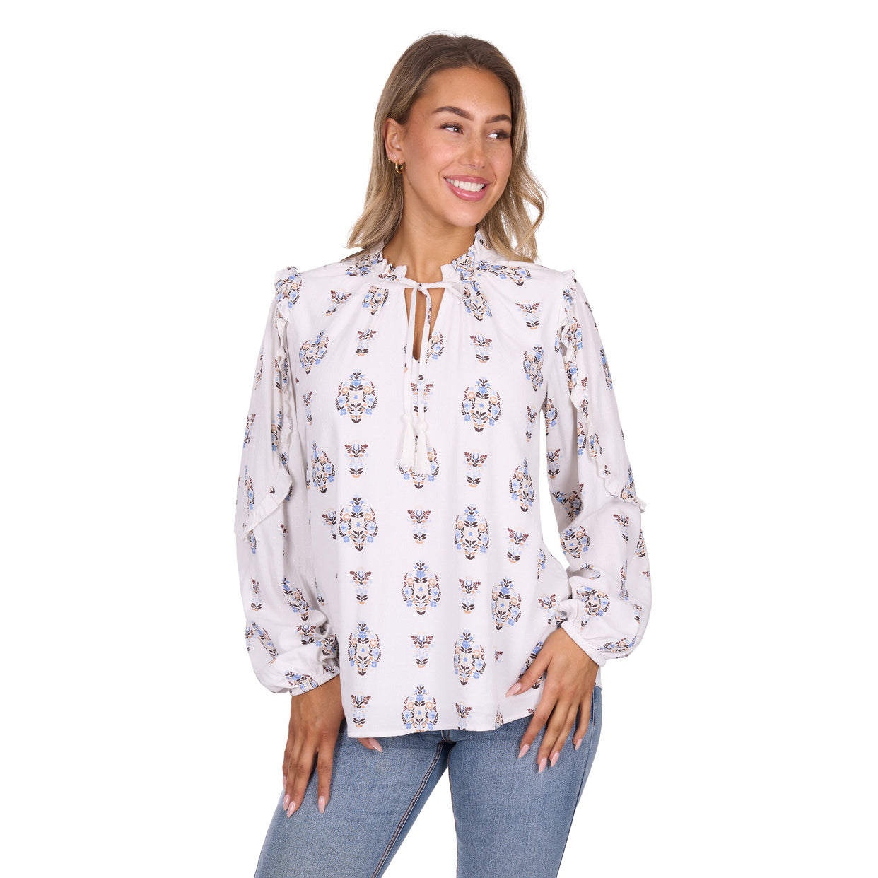 Pure Western Womens Keeley L/S Blouse (P6W2541192) Ivory