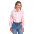 Pure Western Womens Kelli L/S Shirt (P6S2140251) Peach/White