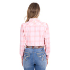 Pure Western Womens Kelli L/S Shirt (P6S2140251) Peach/White