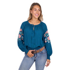 Pure Western Womens Melina L/S Blouse (P6W2543190) Turquoise