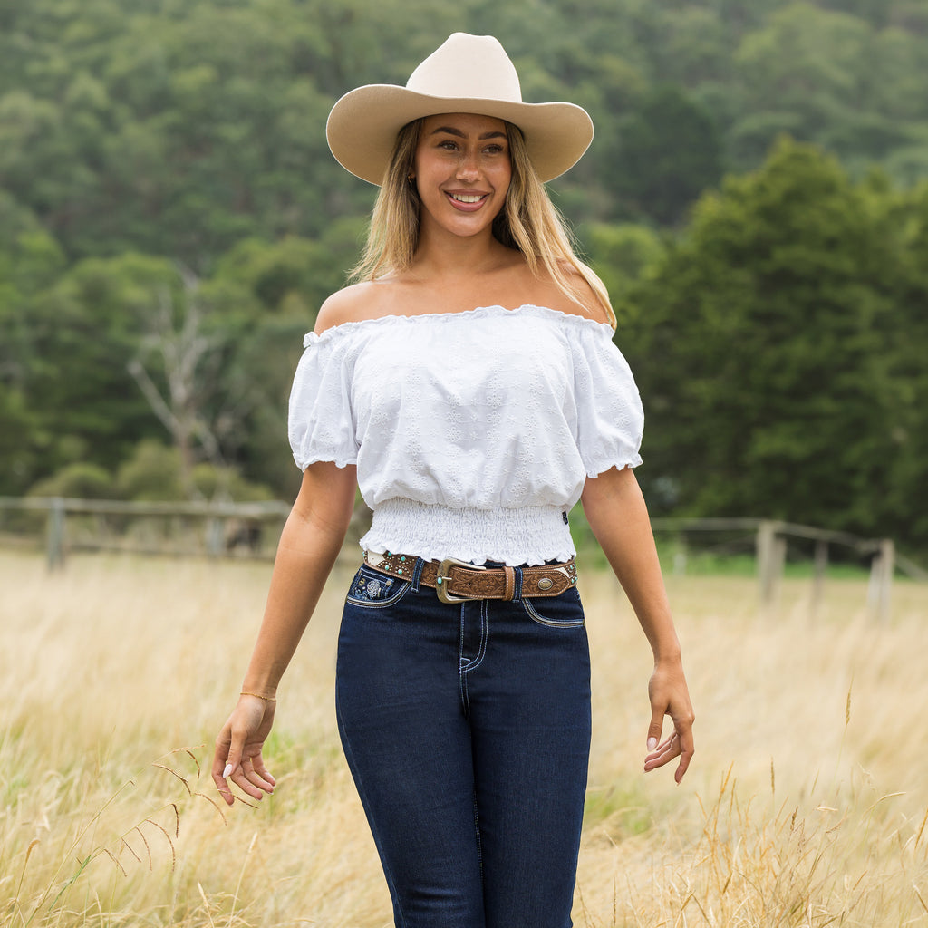 Pure Western Womens Montana S/S Blouse (P6S2510324) White