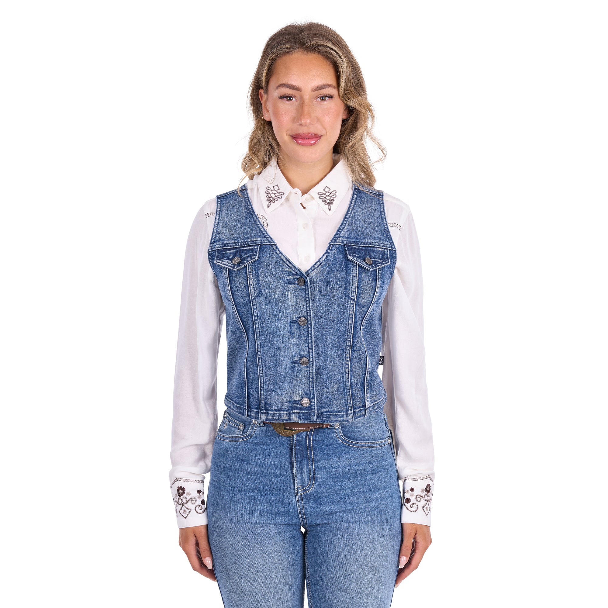 Pure Western Womens Natasha Vest (P6S2508268) Chambray