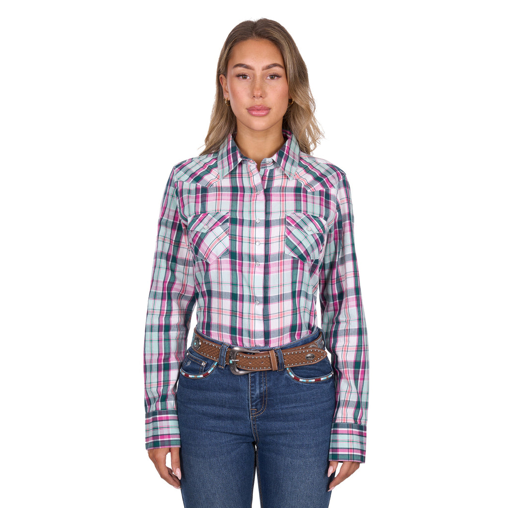 Pure Western Womens Nicola L/S Shirt (P6W2127200) Pink/Turquoise