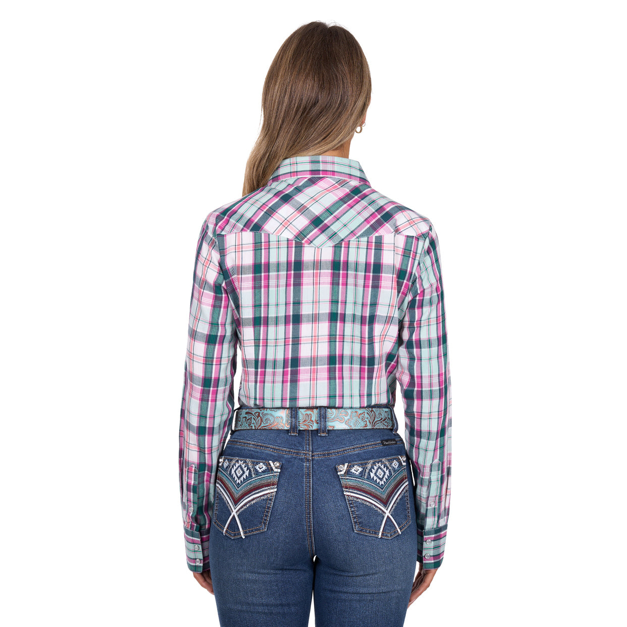Pure Western Womens Nicola L/S Shirt (P6W2127200) Pink/Turquoise